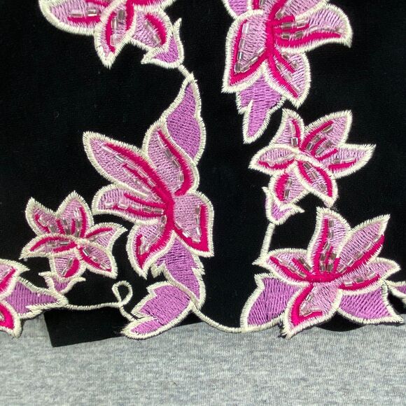 Stella Louise For KB Skirt Womens 16-18 Black Pink Flowers Beaded A Line Split - Picture 4 of 11